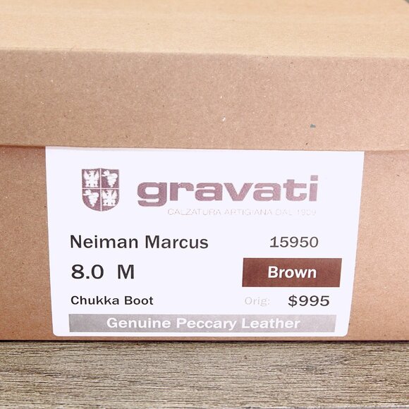 $995 GRAVATI Neiman Marcus 8 M Chukka PECCARY Brown 15950 * add $15 new Trees main image 6